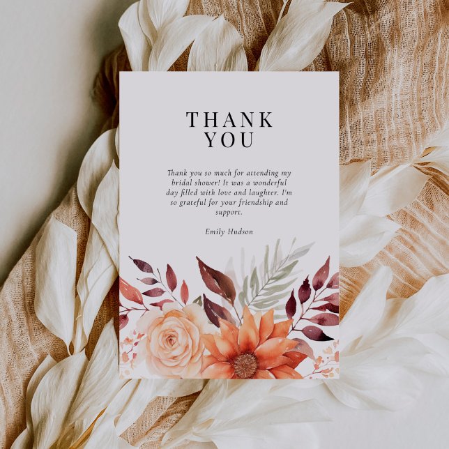 Fall Floral Bridal Shower Thank You Card (Creator Uploaded)