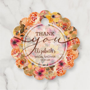 Fall Floral Bridal Shower Thank You Favour Tags