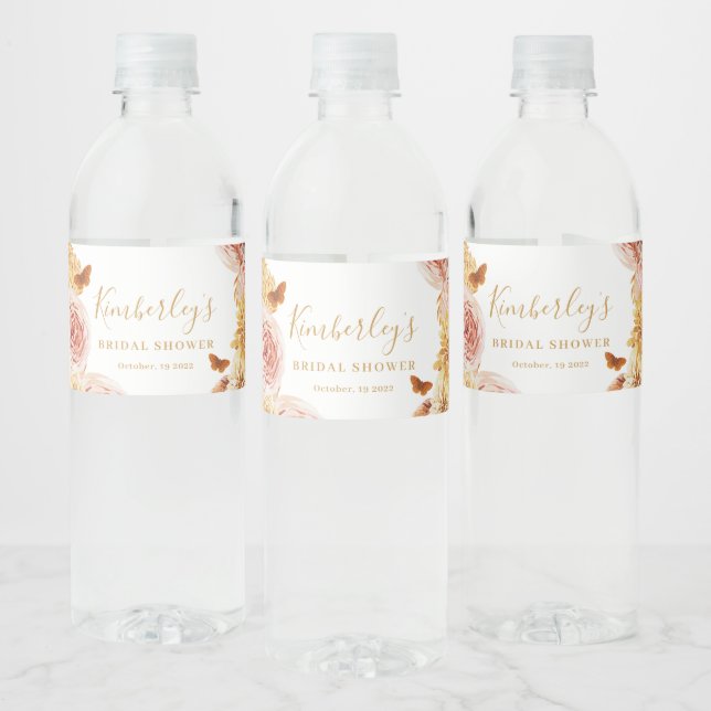 Fall Floral Bridal Shower Water Bottle Label (Bottles)