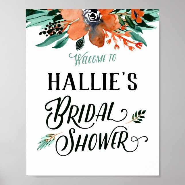 Fall Floral Bridal Shower Welcome Sign (Front)