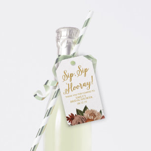 Fall Floral Bridal Shower Wine Favour Tags