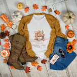 Fall Floral Cottage Core Teacup Birthday Party Tri-Blend Shirt<br><div class="desc">Immerse yourself in the cosy elegance of autumn with our "Fall Floral Cottage Core Teacup Birthday Tea Party" design collection. This charming illustration features a delicate white teacup adorned with a graceful leaf pattern, gracefully resting on a matching saucer. Surrounding this centerpiece is a vibrant fall bouquet, bursting with apricot...</div>