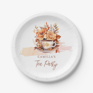 Fall Floral Cottage Core Teacup Tea Party Paper Plate