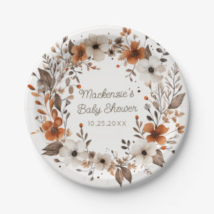 Fall Floral Cottagecore Baby Shower Paper Plate