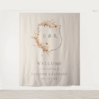 Fall Floral Crest Monogram Wedding Welcome