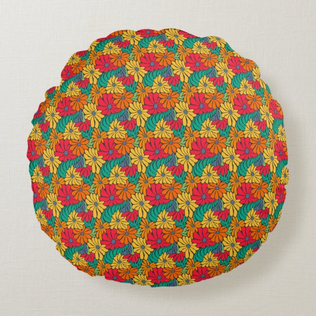 Fall Floral Design Round Cushion (Front)