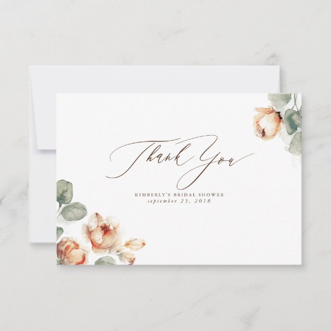 Fall Floral Elegant Small Thank You Card (Front)