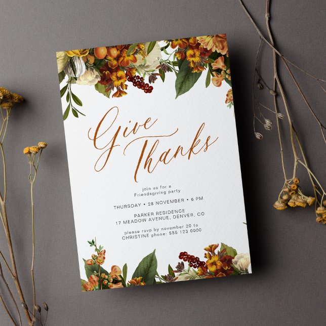 Fall floral elegant Thanksgiving dinner Invitation (Creator Uploaded)