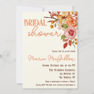 Fall Floral, Fall Leaves, Twigs, Bridal Shower Invitation