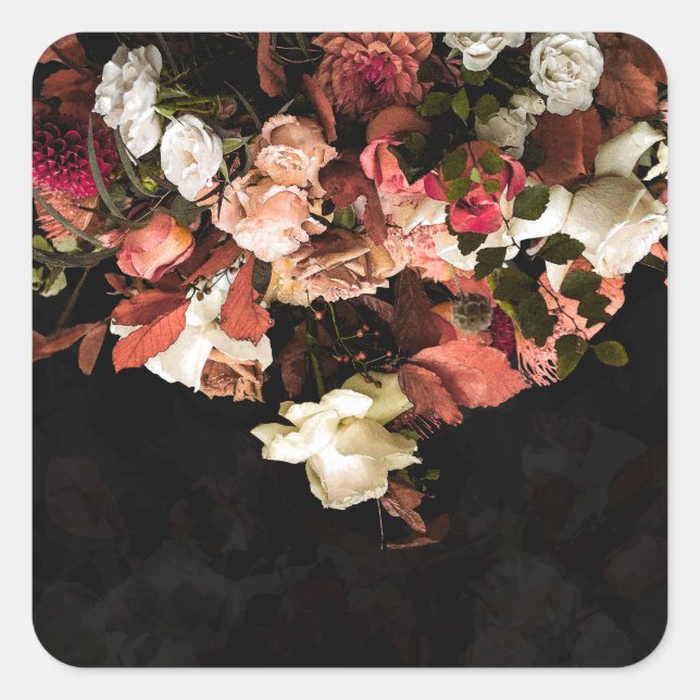 "Fall Floral Fantasy" Square Sticker (Front)