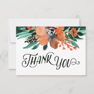 Fall Floral Flat Thank You Card