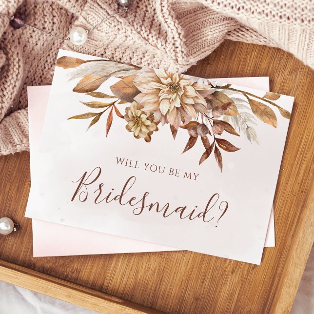 Fall Floral Foliage Will You Be My Bridesmaid Invitation (Creator Uploaded)