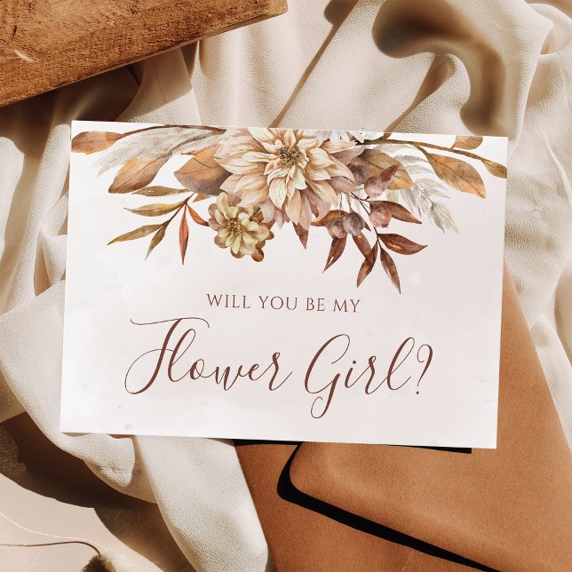 Fall Floral Foliage Will You Be My Flower Girl Invitation (Creator Uploaded)