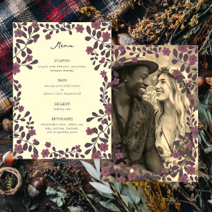 Fall Floral Frame Sweet Boho Casual PHOTO Wedding Menu