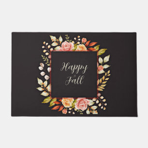 Fall floral frame with customisable text  doormat