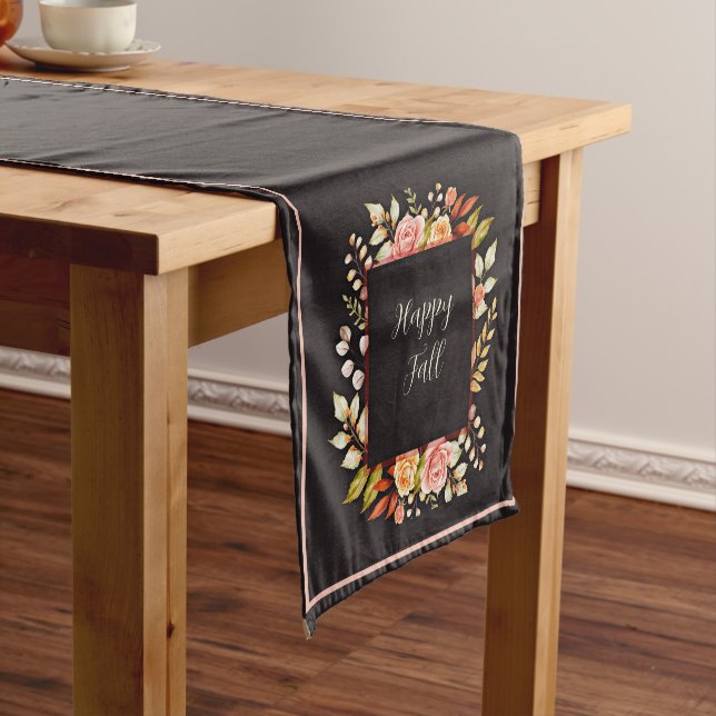 Fall floral frame with customisable text  short ta table runner (In Situ)