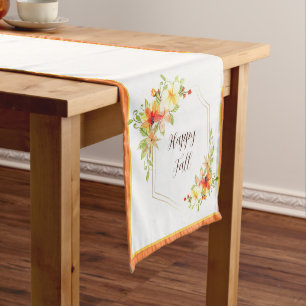 Fall floral frame with customisable text short tab table runner
