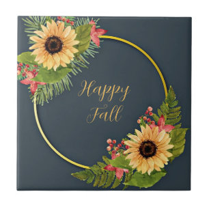 Fall floral frame with customisable text tile