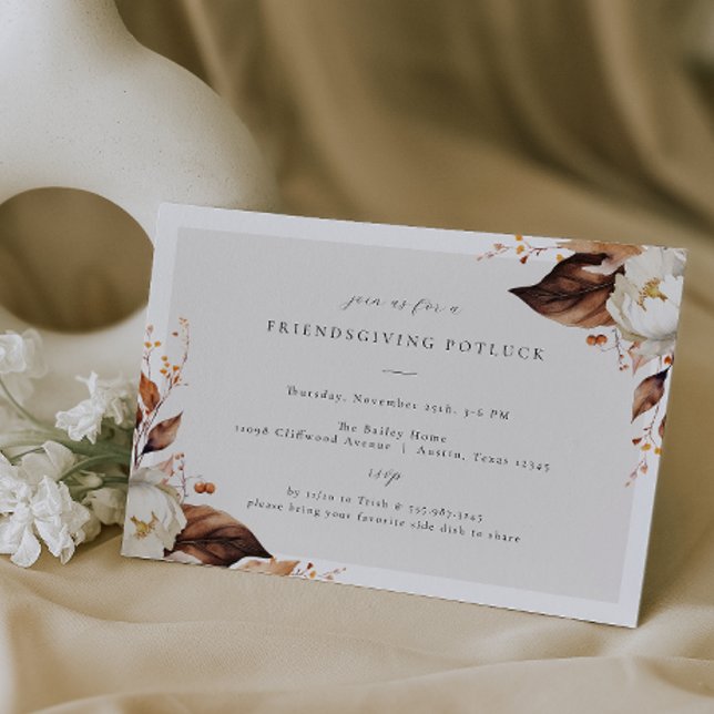 Fall Floral Friendsgiving Dinner Party Invitation (Creator Uploaded)