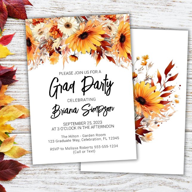 Fall Floral Graduation Party Invitation (Creator Uploaded)