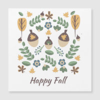 Fall Floral Greenery Leaves Acorn Pattern