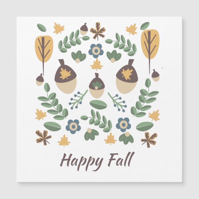 Fall Floral Greenery Leaves Acorn Pattern  (Front)