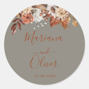 Fall Floral Grey Envelope Seals