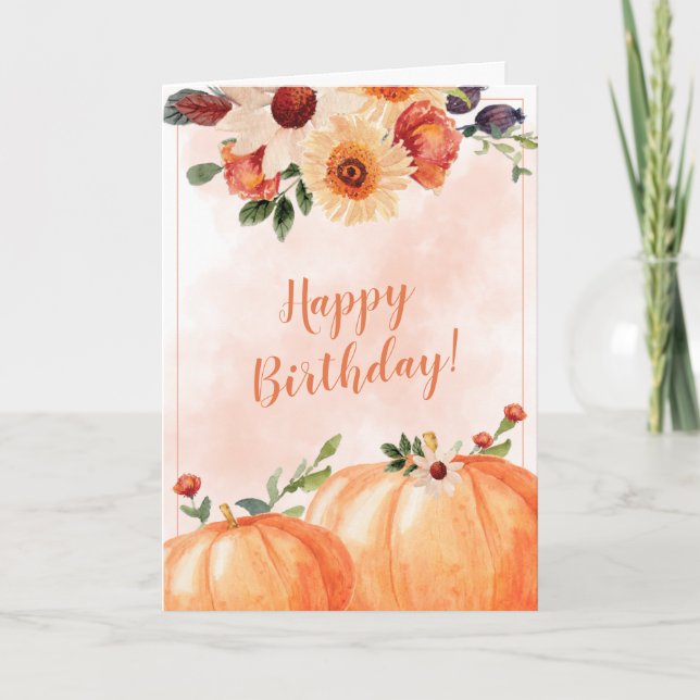 Fall Floral Happy Birthday Card (Front)