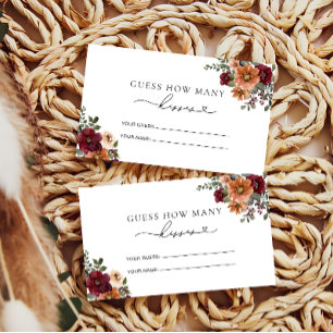 Fall Floral How Many Kisses Bridal Game Enclosure Card