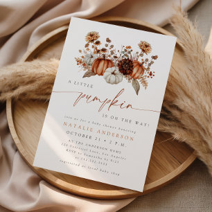 Fall Floral Little Pumpkin Baby Shower Invitation