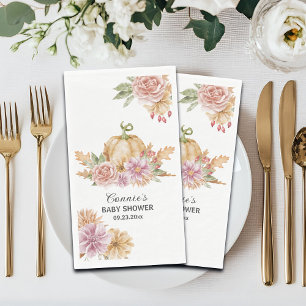 Fall Floral Little Pumpkin Baby Shower Napkin