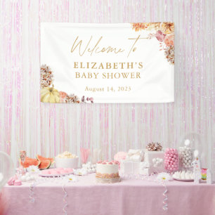 Fall Floral Little Pumpkin Baby Shower Welcome Banner