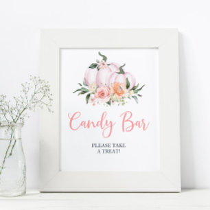 Fall Floral Little Pumpkin Shower Candy Bar  Poster