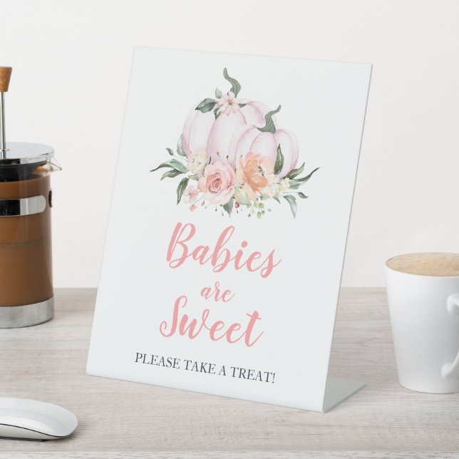 Fall Floral Little Pumpkin Sweets & Treats  Pedestal Sign (In SItu)