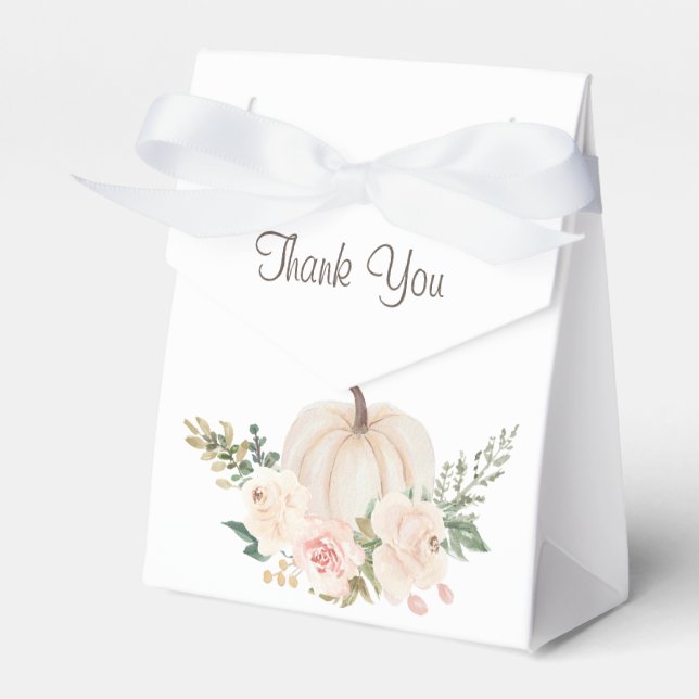 Fall Floral Little Pumpkin Thank You Favour Box (Front Side)