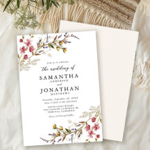 Fall Floral Modern Wildflowers Wedding Invitation