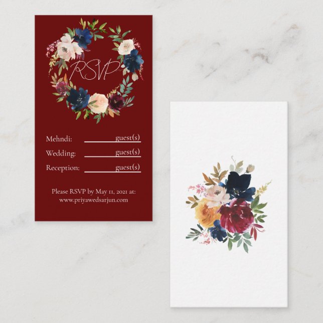 Fall Floral Multi Event Details Card (Front/Back)