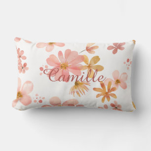 Fall floral name orange peach time for nap lumbar cushion