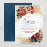Fall Floral Navy Blue and Terracotta Baptism