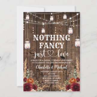 Fall Floral Nothing Fancy Just Love Wedding Invitation