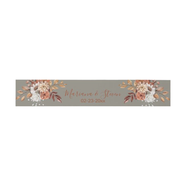 Fall Floral on Grey Invitation Belly Band (Flat)