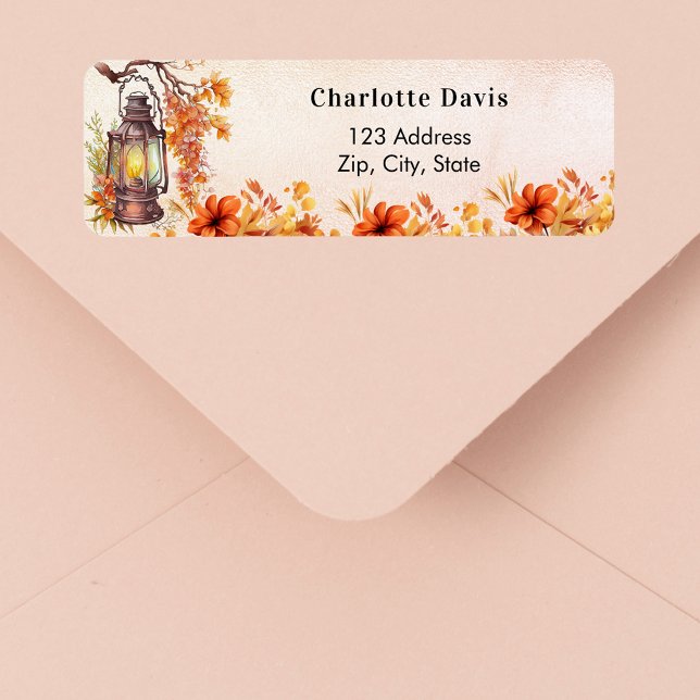 Fall floral orange lantern return address  (Creator Uploaded)
