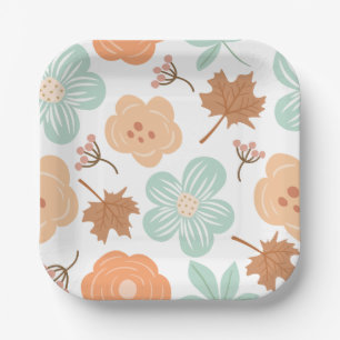 Fall Floral Paper Plate