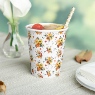 Fall Floral Pattern Paper Cups