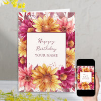 Fall Floral Personalised Birthday