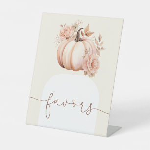 Fall Floral Pumpkin Baby Shower Favours Pedestal Sign