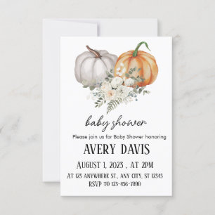 Fall Floral Pumpkin Baby Shower Invitation