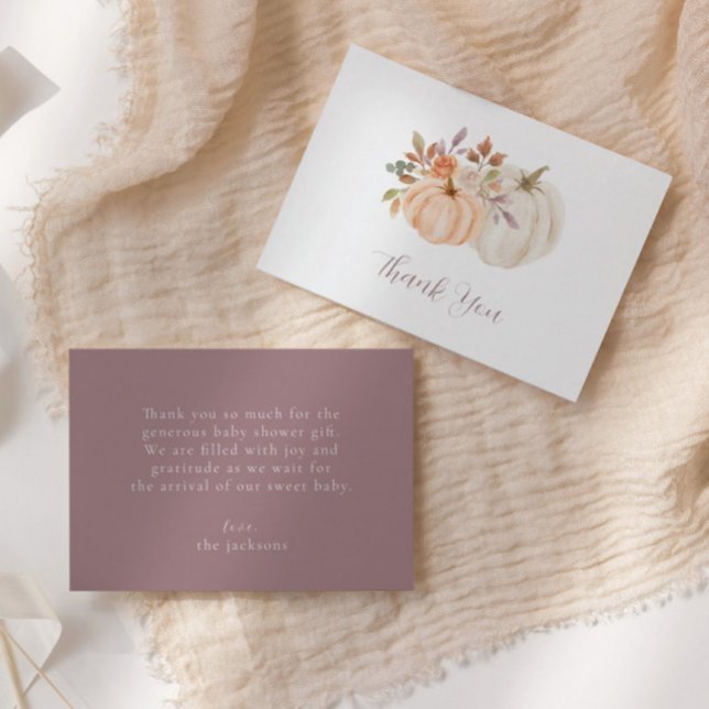 Fall Floral Pumpkin Baby Shower Thank You Card (Creator Uploaded)