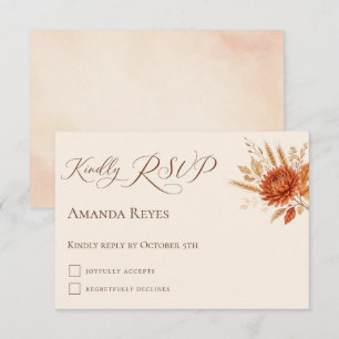 Fall Floral Pumpkin Birthday RSVP Card