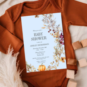 Fall Floral Pumpkin Boho Baby Shower Invitation
